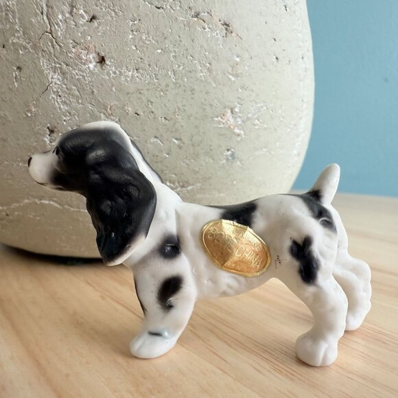 Vintage Cocker Spaniel Porcelain Figurine Japan 1.5" Tall Cute Decor - Picture 2 of 11